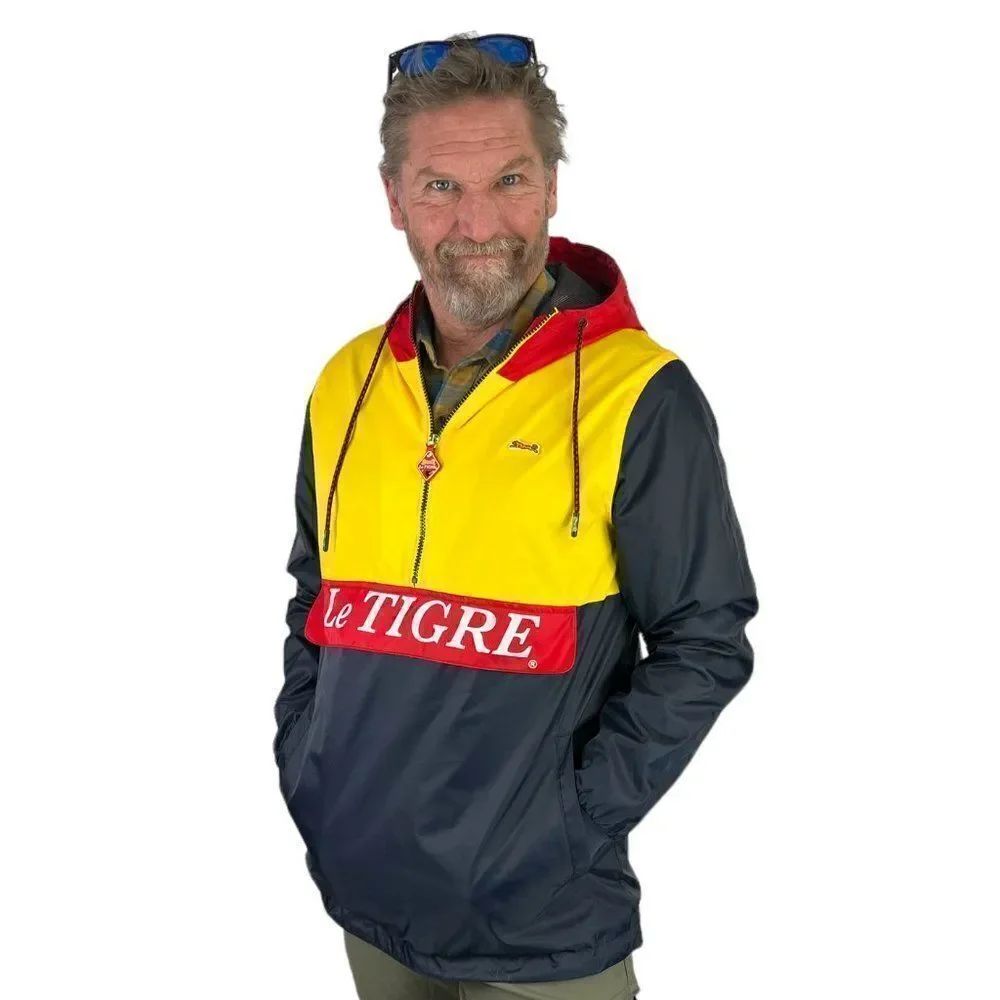 Le Tigre Color Block Yellow, Red & Blue Men's Windbreaker Pullover Jacket Size S